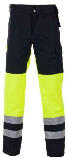 BS Dokka Gen.1 Arb.bukse, HiVis kl.1 Unisex, Str. C66, Sort/Gul