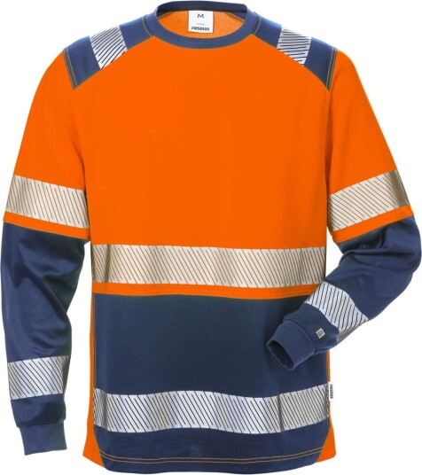 Fristads T-Shirt Lång Ärm 7457 Thv Klass 2 Varselorange/marinblå S