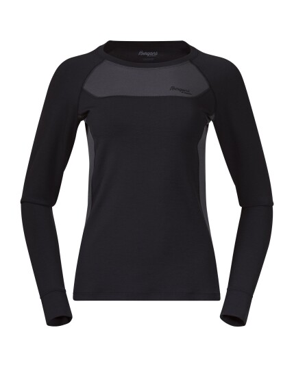 Bergans Cecilie Wool Long Sleeve W Black/Solid Charcoal (Storlek XS)