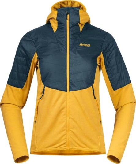 Bergans Women's Senja Midlayer Hood Jacket XS, Light Golden Yellow/Orion Blue