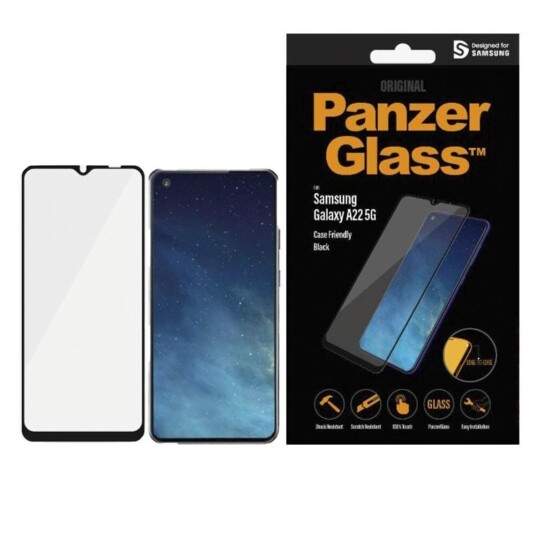 PanzerGlass Samsung Galaxy A22 (5G) PanzerGlass Skjermbeskytter - Case Friendly - Svart