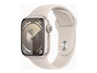 Apple Watch Series 9 (GPS) - 41 mm - stjernelysaluminium - smartklokke med sportsbånd - fluorelastomer - stjernelys - båndbredde: S/M - 64 GB - Wi-Fi, UWB, Bluetooth - 31.9 g