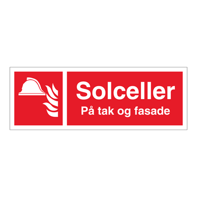 Jo Safety Solceller på tak og fasade skilt Selvklebende vinyl 105 x 297 mm Solcelle brannskilt 6305057V105x297mm