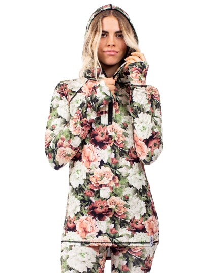 Eivy Icecold Zip Hood Top W Autumn Bloom (Storlek L)