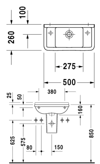 Duravit Starck 3 servant, 50x26 cm, hvit