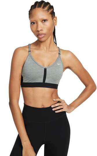 Nike Indy Light-Support Padded V-Neck Sports Bra Dame Smoke Grey/Pure/Black/White XS