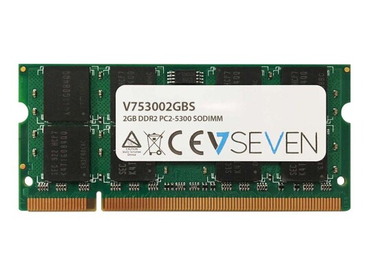 V7 DDR2 - modul - 2 GB - SO DIMM 200-pin - 667 MHz / PC2-5300 - ikke-bufret