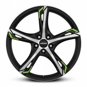 RONAL R62 Green Jet Black Matt front cut 7.5x17 5x100 ET42 B68