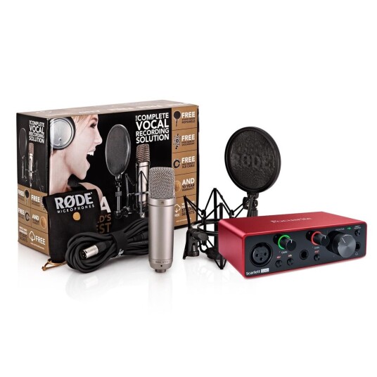 Focusrite Scarlett Solo (3. Gen) med Rode NT1-A Mikrofon