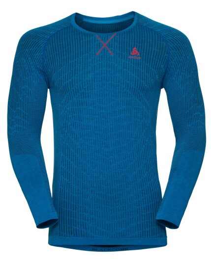 Odlo Blackcombo BL Top L/S Crew Neck M Energy Blue/Blue Jewel (Storlek XL)