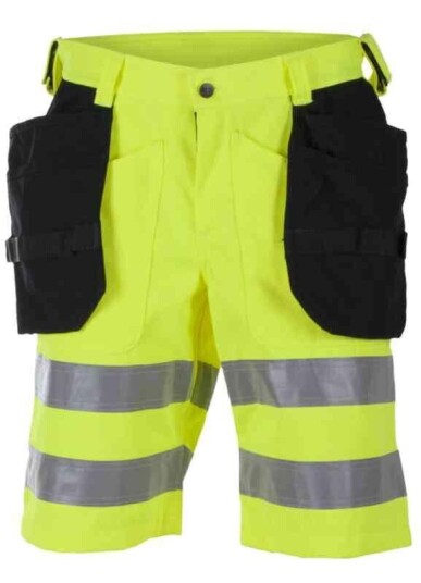 BS Dokka Arbeidsshorts, HiVis kl.2 Unisex, Str. 48, Gul/Sort