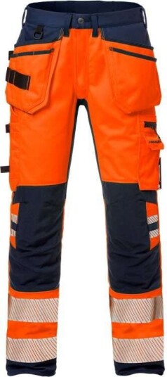 Fristads Hantverkarbyxa Stretch 2707 Plu, Klass 2 Varsel Orange/marinblå C50