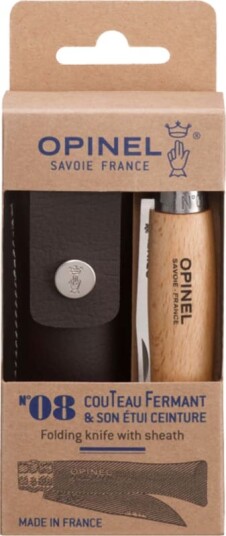 Opinel Stainless Steel No08 + Sheath OneSize, Beech Wood