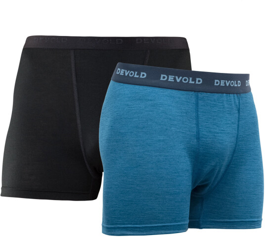 Devold Breeze Man Boxer 2-Pack Black/Blue Melange XXL