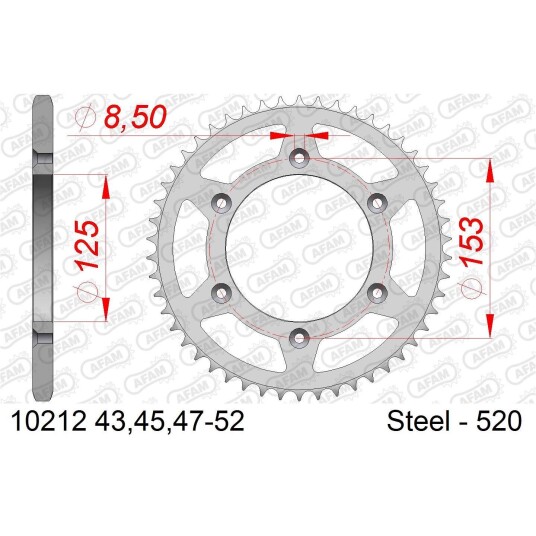 AFAM Bakdrev 520 Stål - Honda CR/CRF,49T CR/CRF/XR 125-650cc