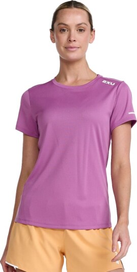 2XU Women's Aero Tee L, Mauve/White Reflective