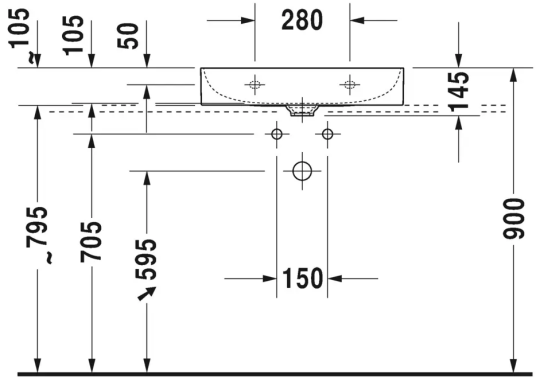 Duravit DuraSquare Toppmontert servant 600x470 mm, uten blanderhull