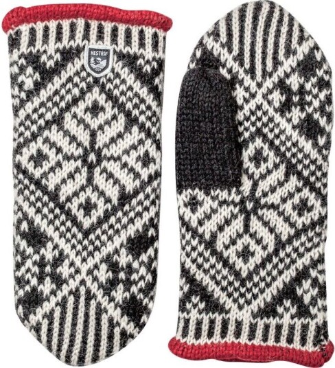 Hestra Nordic Wool Mitt Black/White Svart/Offwhite 10