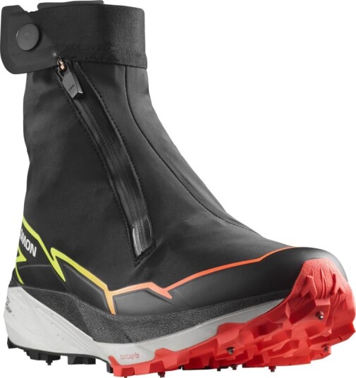 Salomon Unisex Winter Cross Spike 43 1/3, Black/Fiery Coral/Safety Yellow