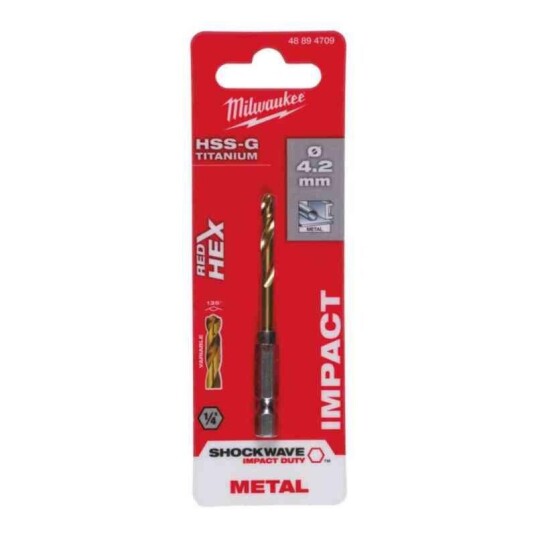 Milwaukee Metallbor Shockwave HSS-G TIN Red Hex 4.2 mm