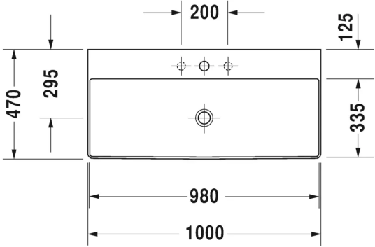 Duravit DuraSquare Toppmontert servant 1000x470 mm, uten blanderhull