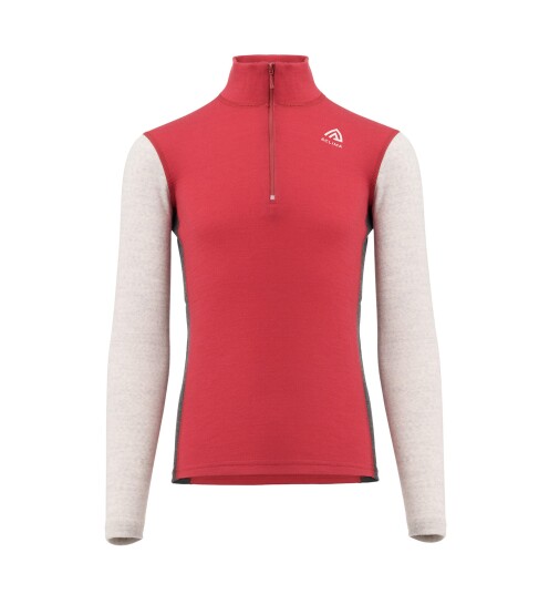 Aclima WarmWool Mockneck, JR Jester Red/Beige Melange 150