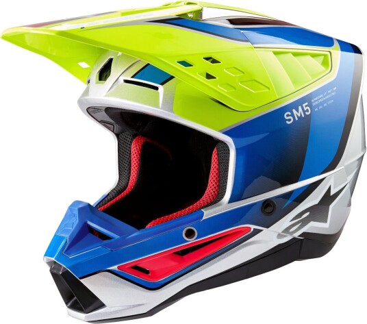 Alpinestars S-M5 Sail 2024 Motocross Hjelm 2XL Blå Gul