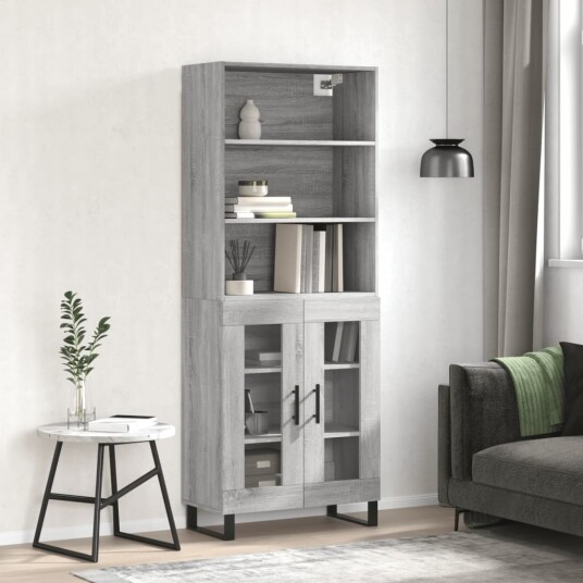 vidaXL Highboard grå sonoma 69,5x34x180 cm konstruert tre 8720845927141