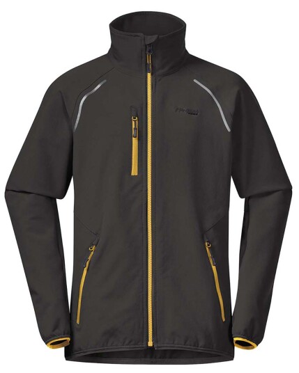 Bergans Sjoa Light Softshell Youth Jacket Solid Charcoal/Light Golden Yellow (Storlek 152)