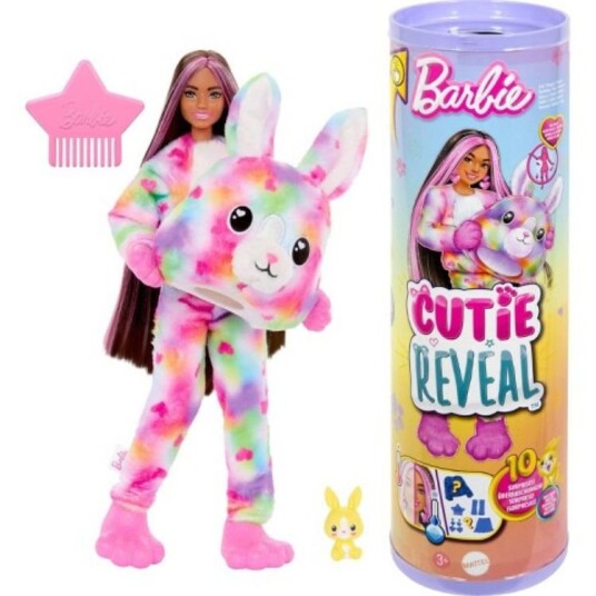 Barbie Cutie Reveal Bunny dukke med regnbuefarget kaninkostyme