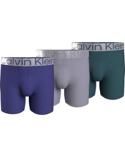 Calvin Klein Boxer Brief 3-Pack M - CKR Steel Cotton Spectrum Blue , Dapple Gry , Atl Deep (Storlek XL )