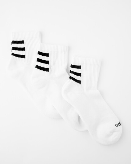 Adidas Half Cushioned 3 Stripes Quater Socks 3 pack White M