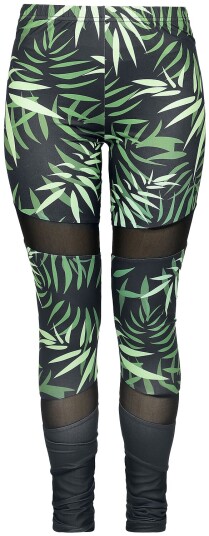 RED by EMP Leggings - Leggings med bamboo print og mesh inserts - S til XXL - Damer - svart-grønn