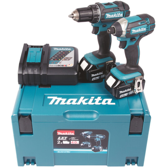 MAKITA KOMBOSETT BORSKRUTREKKER OG SLAGTREKKER 18V 2X4.0AH DLX2127MJ