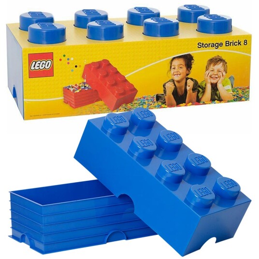 LEGO Storage Brick 8 oppbevaringsboks med lokk 50 x 25 cm bright blue