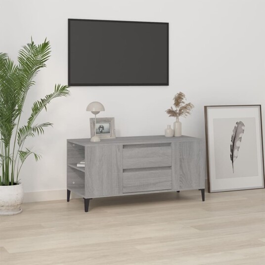 vidaXL TV-benk grå sonoma 102x44,5x50 cm konstruert tre