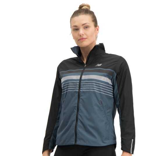 New Balance Accelerate Protect Jacket Reflective, løpejakke dame S Deep Ocean Grey