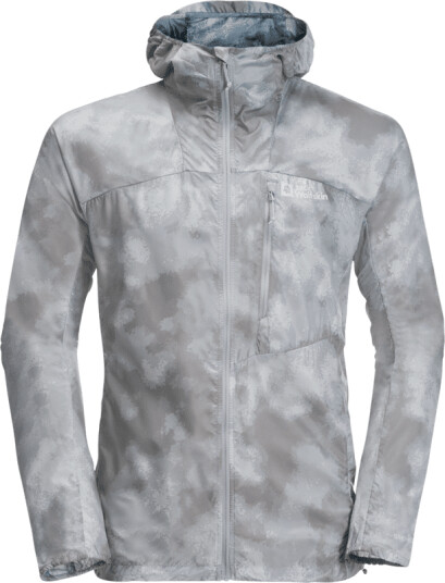 Jack Wolfskin Men's Prelight Windbreaker L Silver Grey All Over