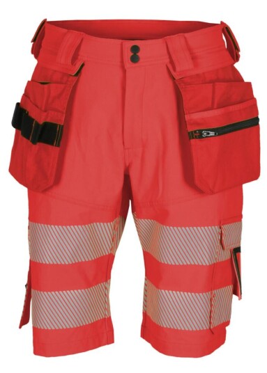 BS Lillehammer Arbeidsshorts, kl.1 Unisex, Str. C66, Rød/Sort, HiVis