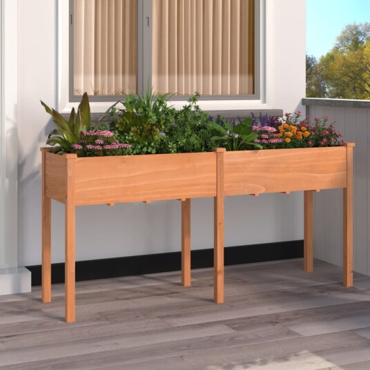 vidaXL Plantekasse med foring brun 161x45x76 cm heltre gran