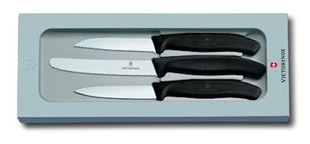 Victorinox Grønnsaks- & skallknivsats svart håndtak, 3 deler, gaveeske