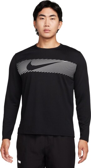 Nike Dri-Fit Miler Uv Long Sleeve Herre Black XL