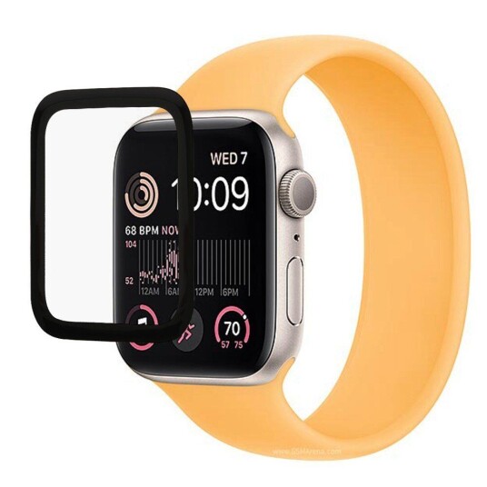 INCOVER Apple Watch SE/6/5/4 (40 mm) - Full-Fit - Skjermbeskyttelse i Plast - Gjennomsiktig med Svart Kant