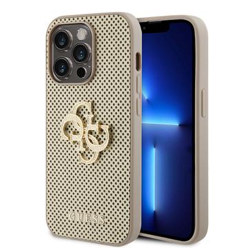 Case Guess Pu Perforated 4G Glitter Metal Logo Case For Iphone 15 Pro Max Gold