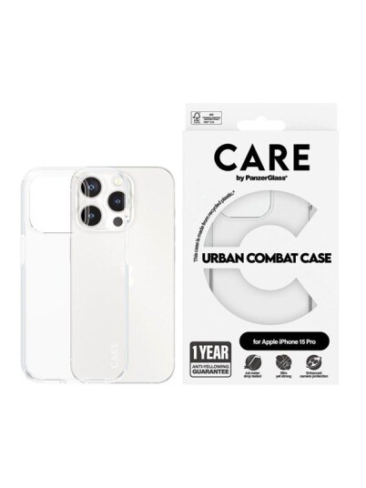 CARE by PanzerGlass Flagship Case Transparent Urban Combat w. Clear Frame iPhone 15 Pro