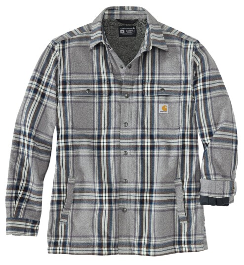 Carhartt Flannel Sherpa Lined Shirt Jac Asphalt S