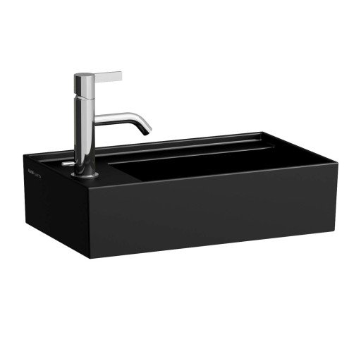 Kartell Laufen servant, 46x28 cm, venstre, matt sort