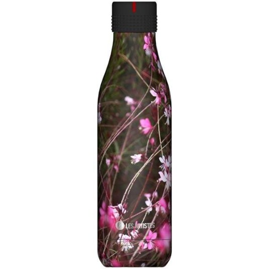 Les Artistes  Bottle Up Design termoflaske 0,5L svart med blomster