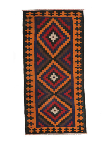 Håndknyttet. Opphav: Afghanistan Afghan Vintage Kelim Teppe Teppe 128X265 Svart/Mørk Rød (Ull, Afghanistan)