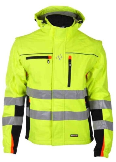 BS Bergset Softshelljakke, HiVis kl.2 Unisex, Str. 2XL, Gul/Sort